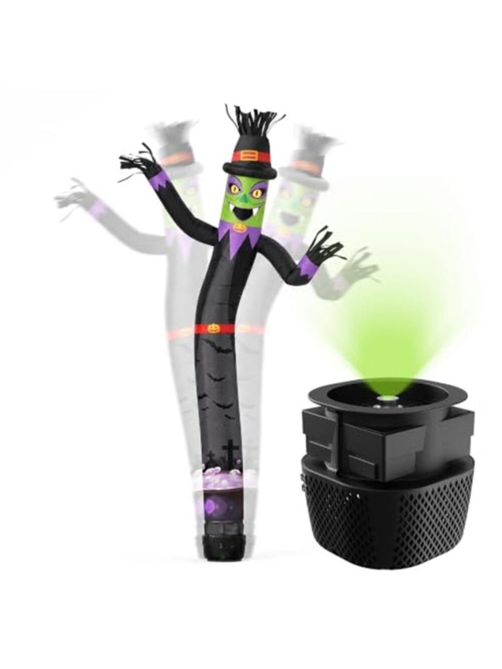 Halloween Witch Inflatable Tube Man 6ft,with 45W Blower+Green Spotlight